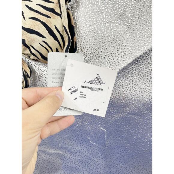 VYB Black Brown Tiger Stripe Swim Bikini Top Womens Small New - Picture 3 of 4